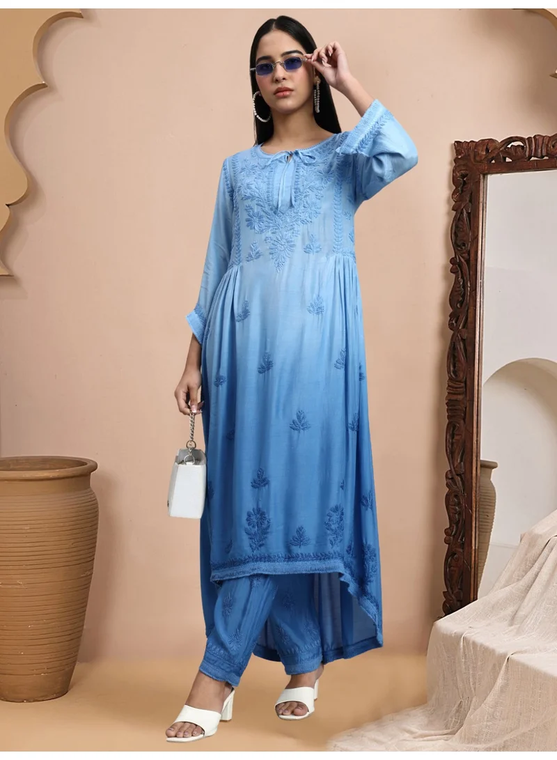 Alaya Hand Embroidered Chikankari Muslin Ombre Kurta Set-AL4101KS